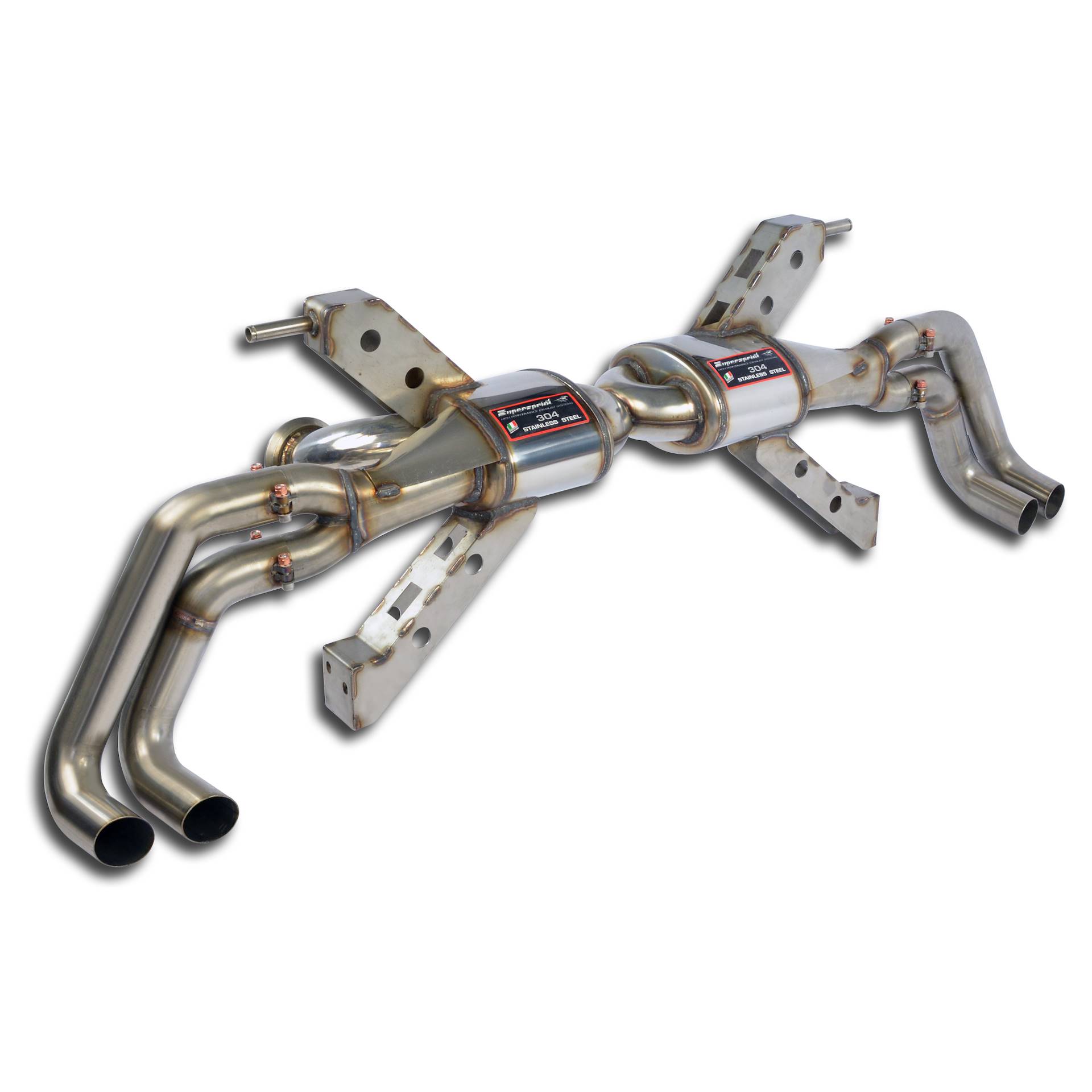 Endschalldämpfer Racing Rechts + Links mit 4 Austrittsrohr (für 2° Katalysator Ersatz - Serien Endrohr) <strong><span style=color:#ea0000;>-19,0 Kg</span></strong>